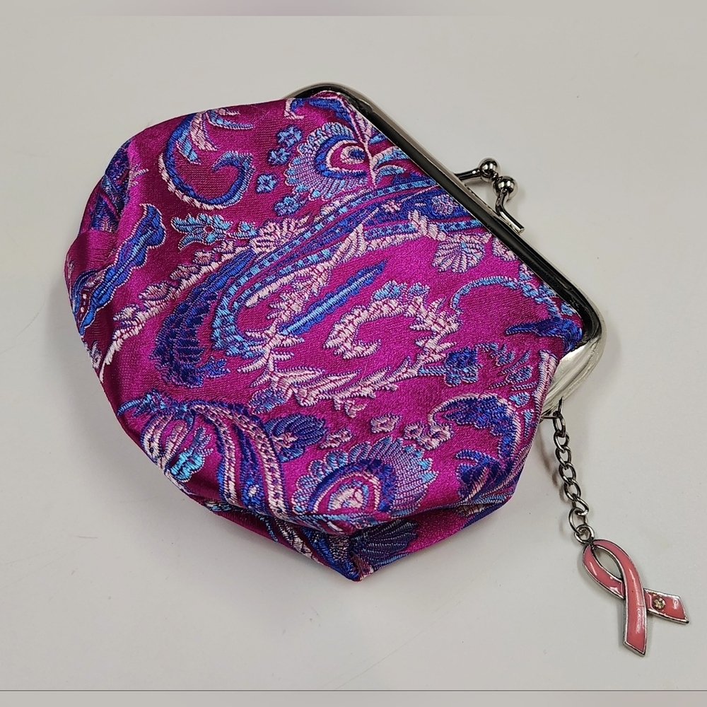 Free W/ Purchase Vibrant Paisley Coin Purse Pouch W/ Charm